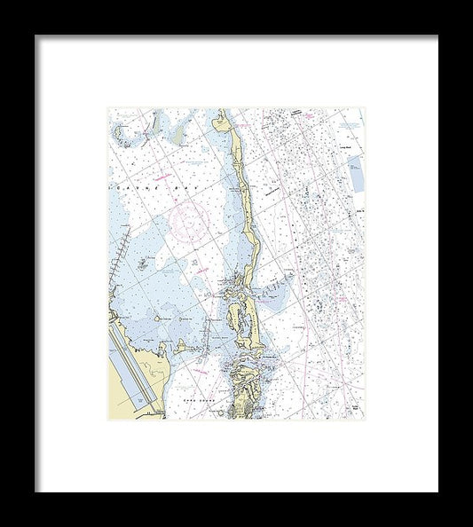 Elliot Key Florida Nautical Chart - Framed Print