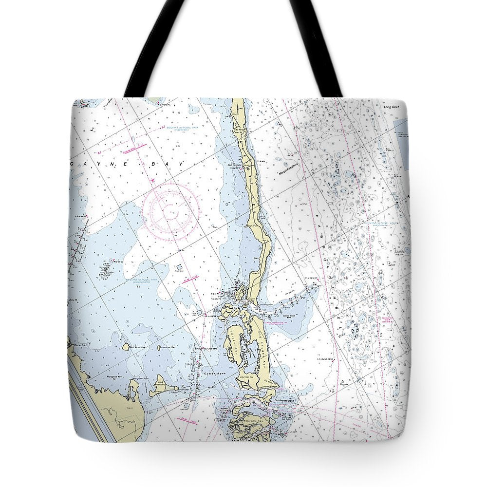 Elliot Key Florida Nautical Chart - Tote Bag