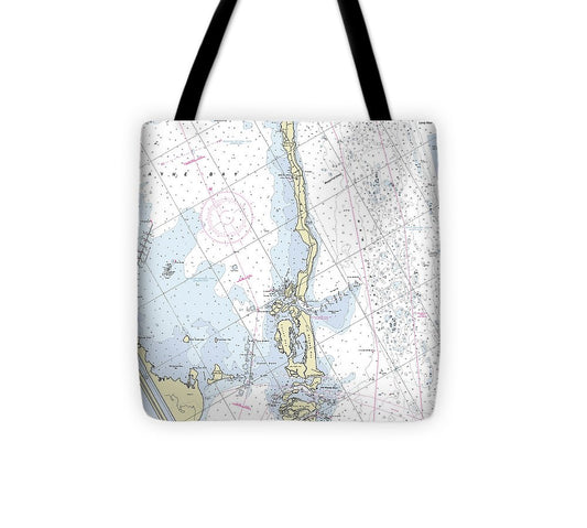 Elliot Key Florida Nautical Chart Tote Bag