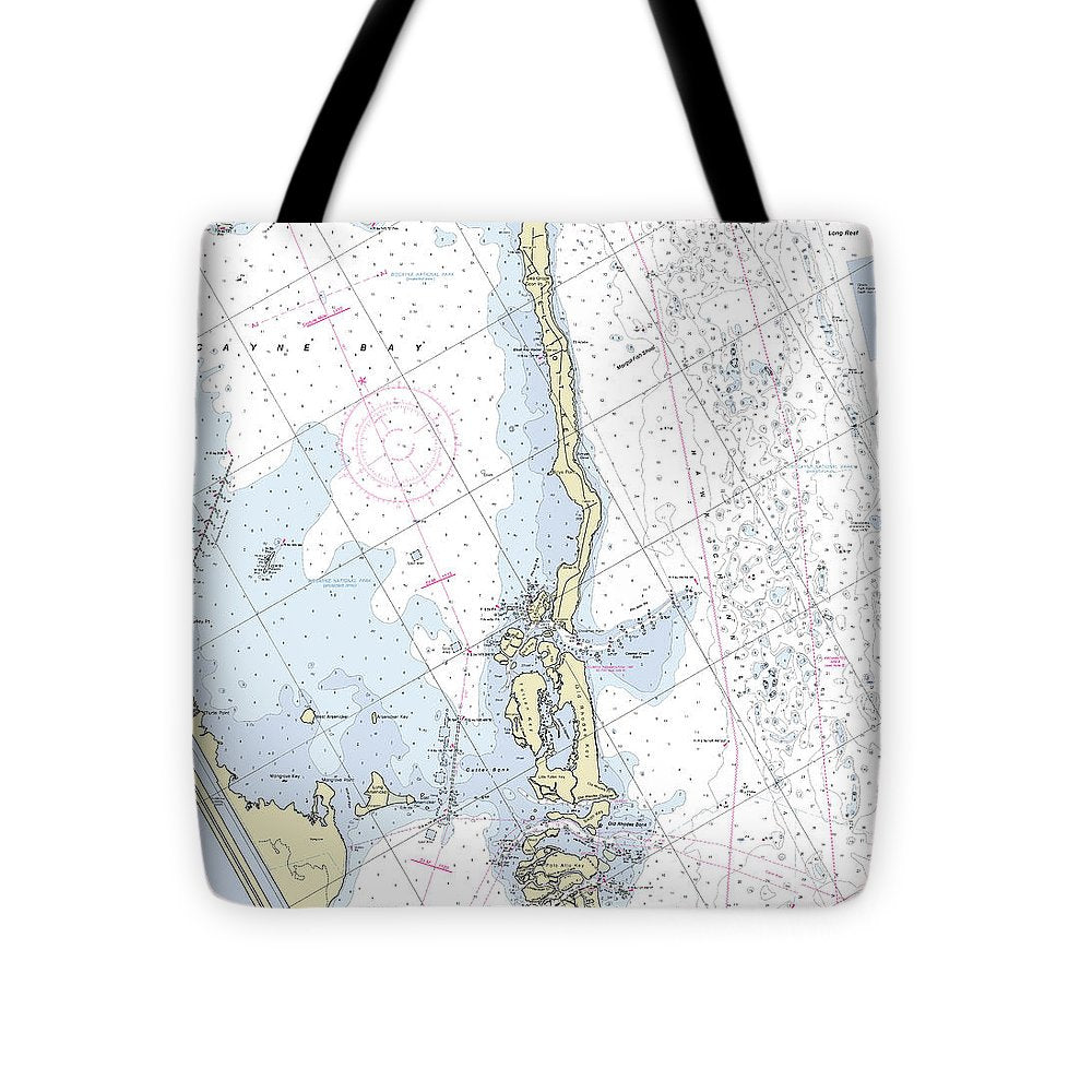 Elliot Key Florida Nautical Chart - Tote Bag