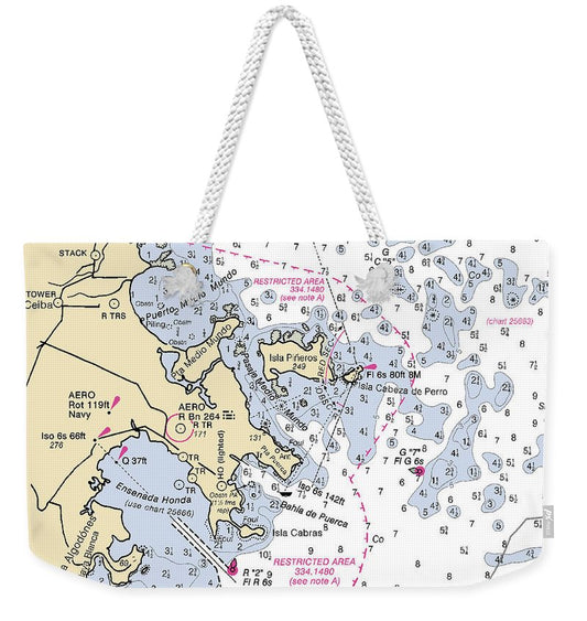 Ensenada Harbor-puerto Rico Nautical Chart - Weekender Tote Bag