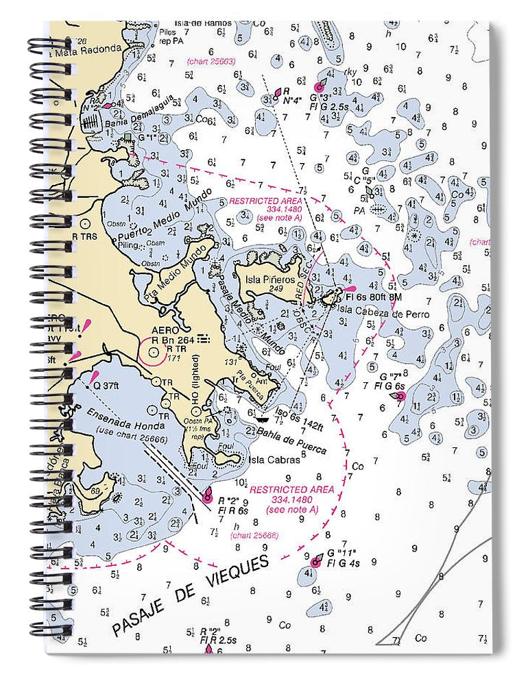 Ensenada Harbor Puerto Rico Nautical Chart Spiral Notebook