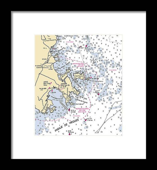 A beuatiful Framed Print of the Ensenada Harbor-Puerto Rico Nautical Chart by SeaKoast