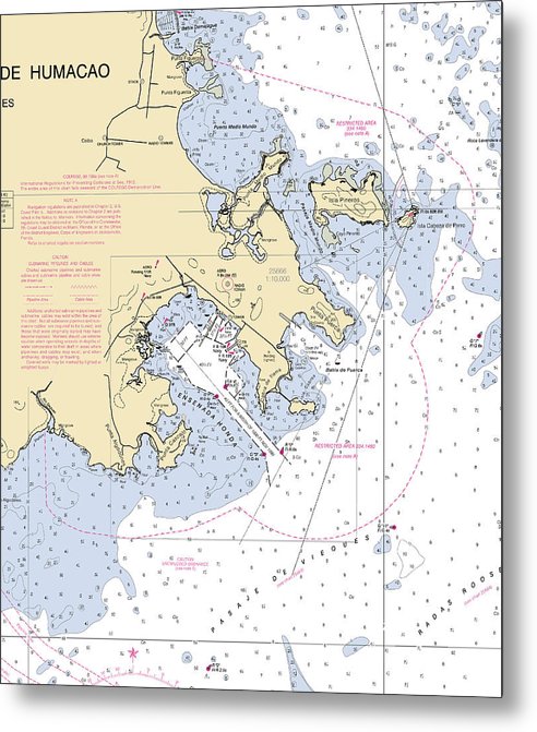 A beuatiful Metal Print of the Ensenada Honda-Puerto Rico Nautical Chart - Metal Print by SeaKoast.  100% Guarenteed!