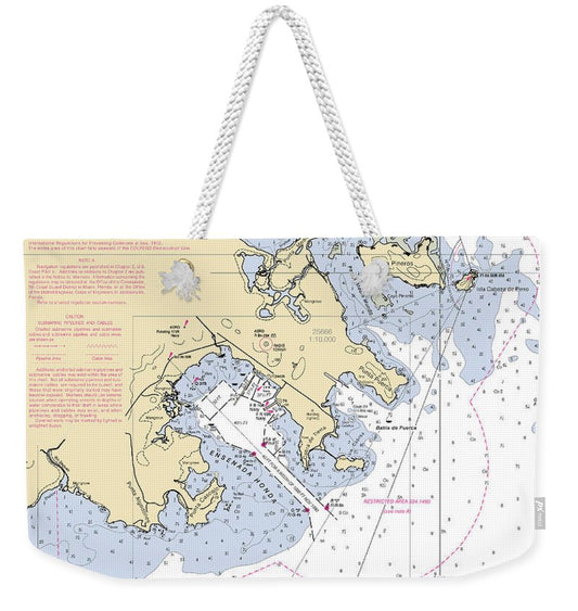 Ensenada Honda-puerto Rico Nautical Chart - Weekender Tote Bag