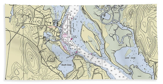 Essex Connecticut Nautical Chart Bath Towel