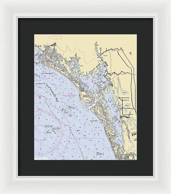 Estero-bay -florida Nautical Chart _v6 - Framed Print