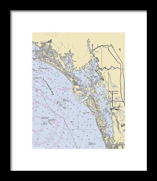 Estero-bay -florida Nautical Chart _v6 - Framed Print