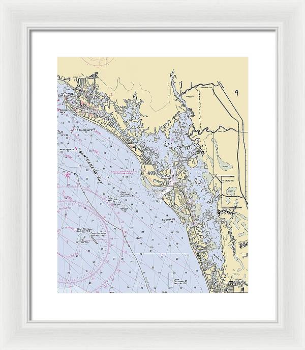 Estero-bay -florida Nautical Chart _v6 - Framed Print