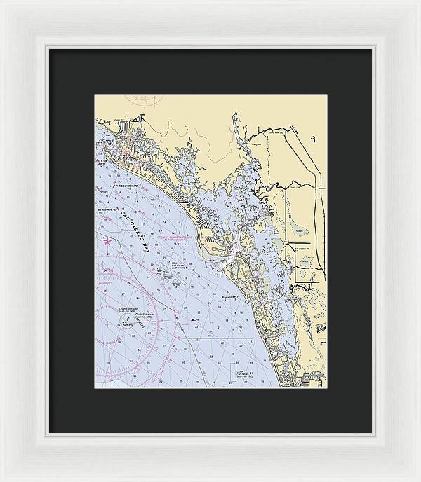 Estero-bay -florida Nautical Chart _v6 - Framed Print