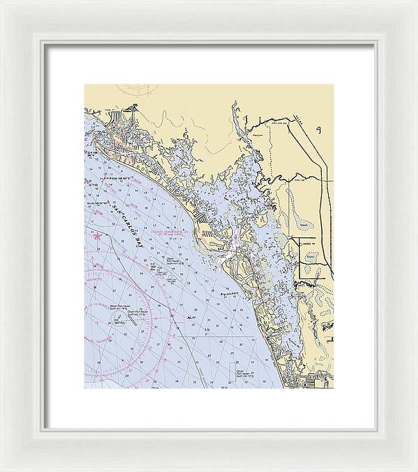 Estero-bay -florida Nautical Chart _v6 - Framed Print