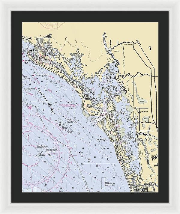 Estero-bay -florida Nautical Chart _v6 - Framed Print