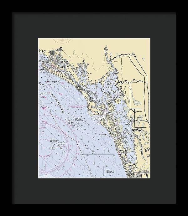 Estero-bay -florida Nautical Chart _v6 - Framed Print