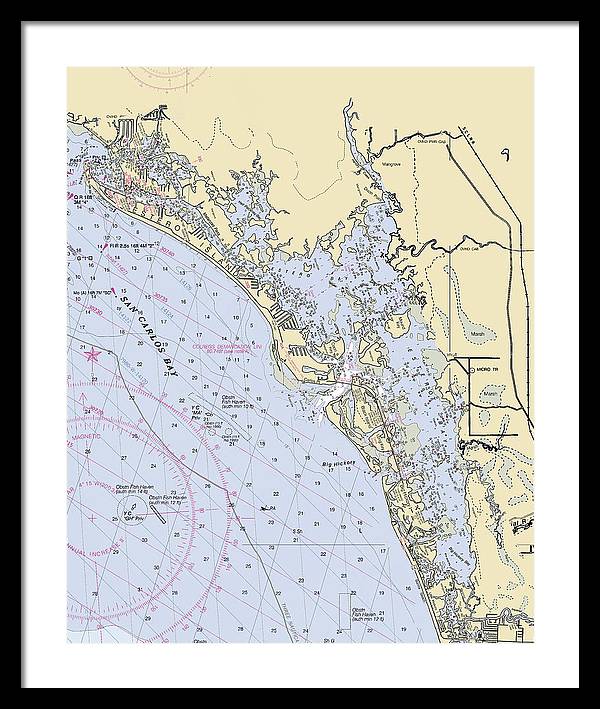 Estero-bay -florida Nautical Chart _v6 - Framed Print