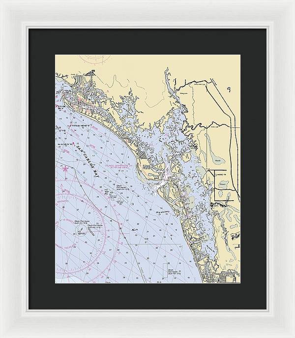 Estero-bay -florida Nautical Chart _v6 - Framed Print