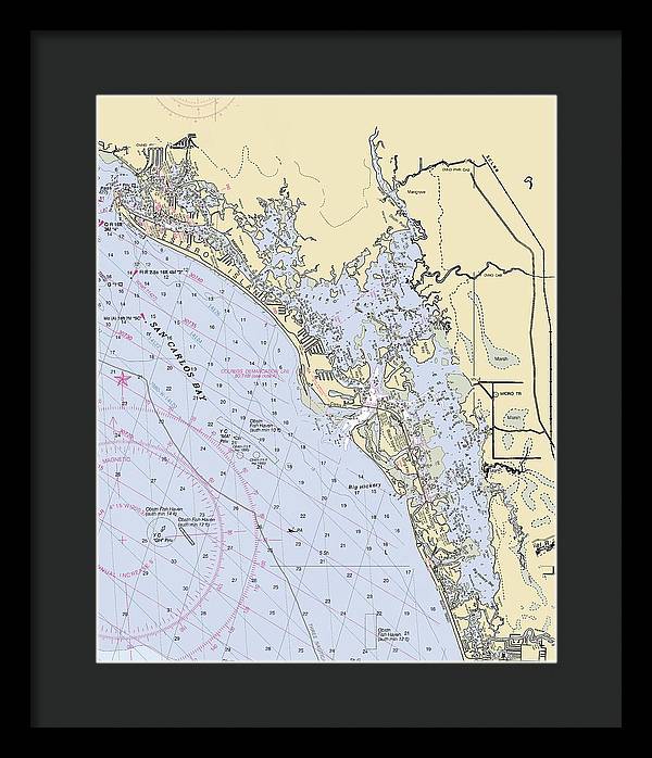 Estero-bay -florida Nautical Chart _v6 - Framed Print