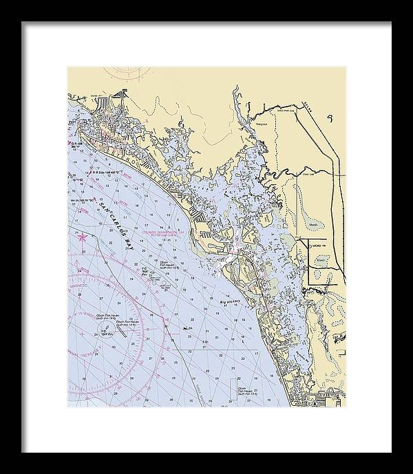 Estero-bay -florida Nautical Chart _v6 - Framed Print