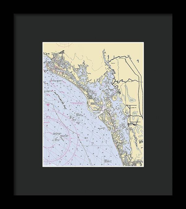 Estero-bay -florida Nautical Chart _v6 - Framed Print