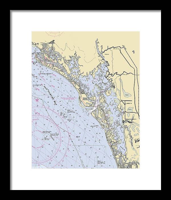 Estero-bay -florida Nautical Chart _v6 - Framed Print