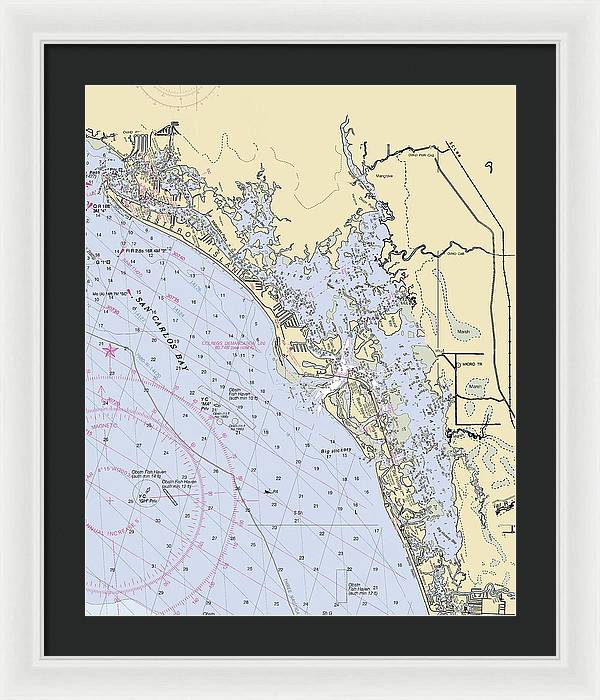 Estero-bay -florida Nautical Chart _v6 - Framed Print