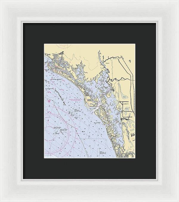 Estero-bay -florida Nautical Chart _v6 - Framed Print