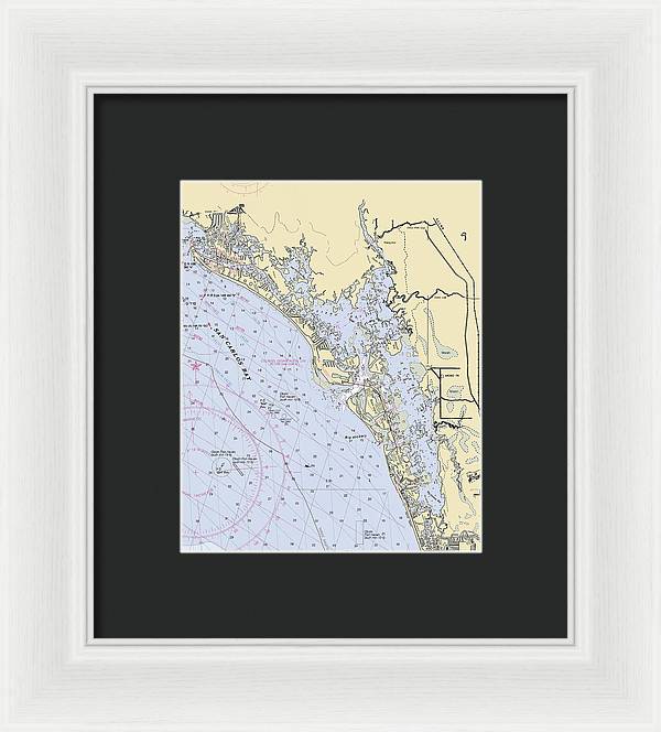 Estero-bay -florida Nautical Chart _v6 - Framed Print