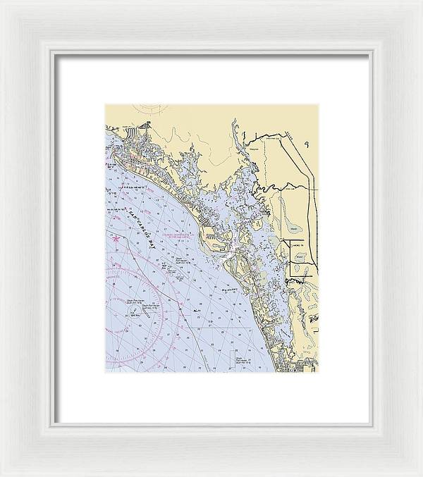 Estero-bay -florida Nautical Chart _v6 - Framed Print