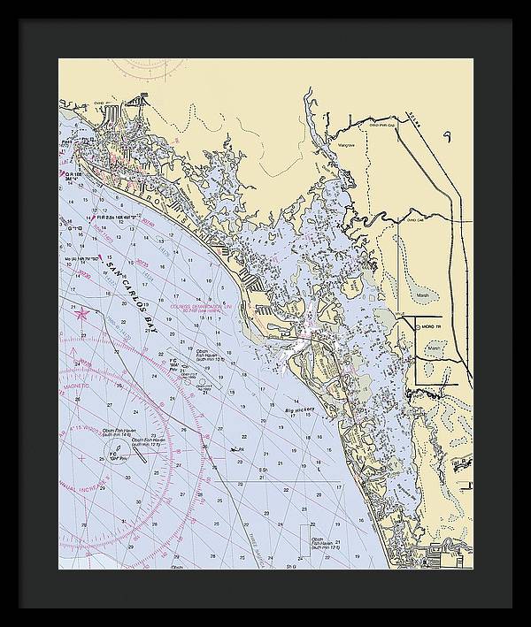 Estero-bay -florida Nautical Chart _v6 - Framed Print