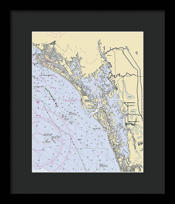 Estero-bay -florida Nautical Chart _v6 - Framed Print