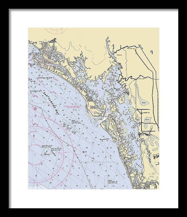 Estero-bay -florida Nautical Chart _v6 - Framed Print