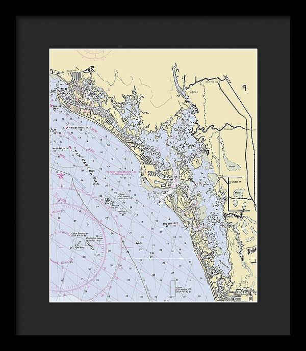 Estero-bay -florida Nautical Chart _v6 - Framed Print