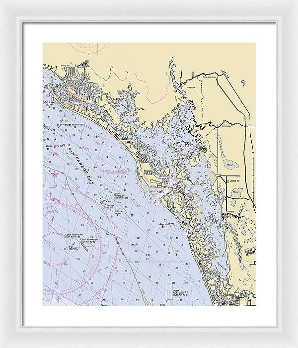 Estero-bay -florida Nautical Chart _v6 - Framed Print