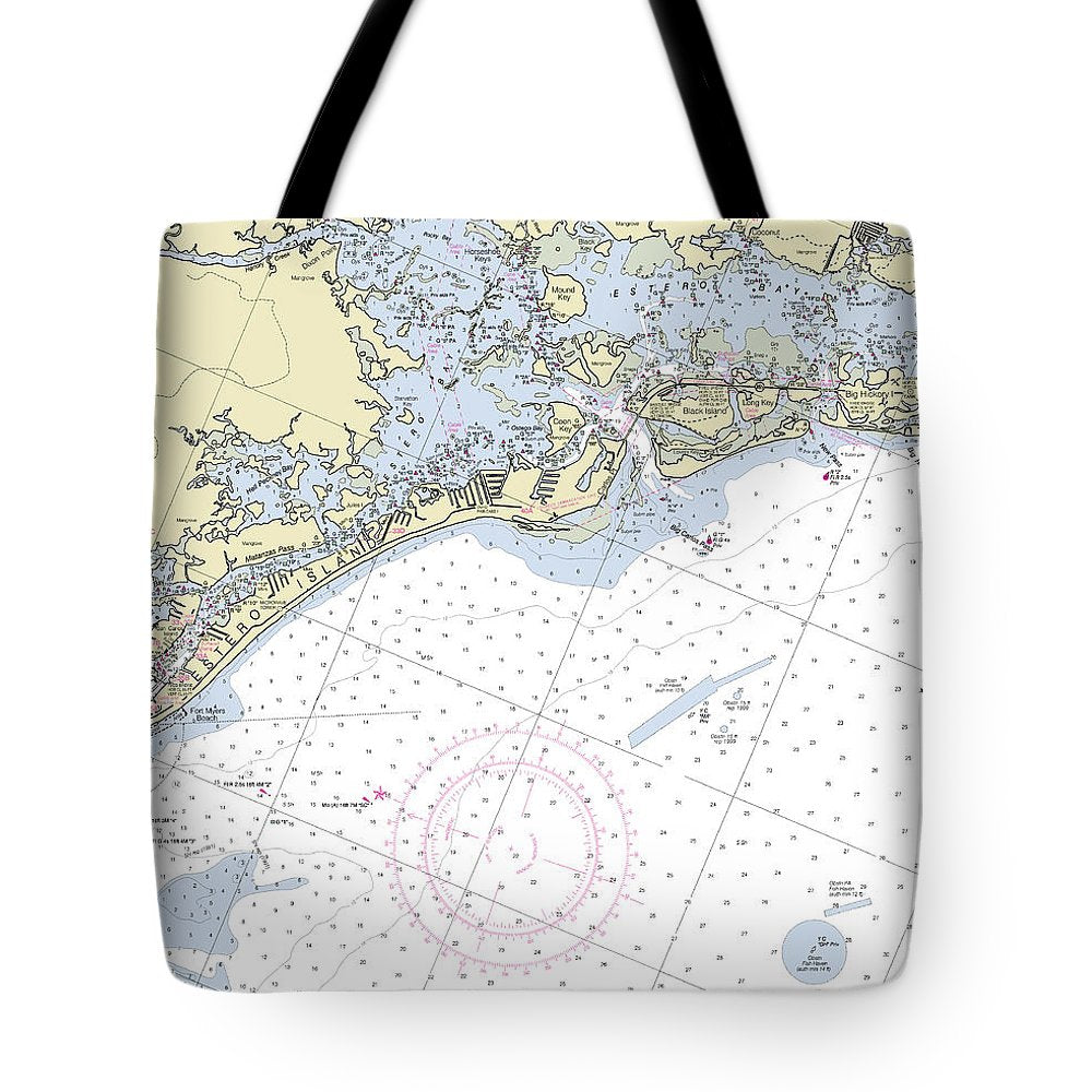 Estero Florida Nautical Chart - Tote Bag