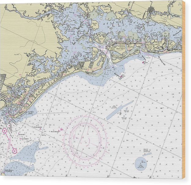 Estero Florida Nautical Chart Wood Print