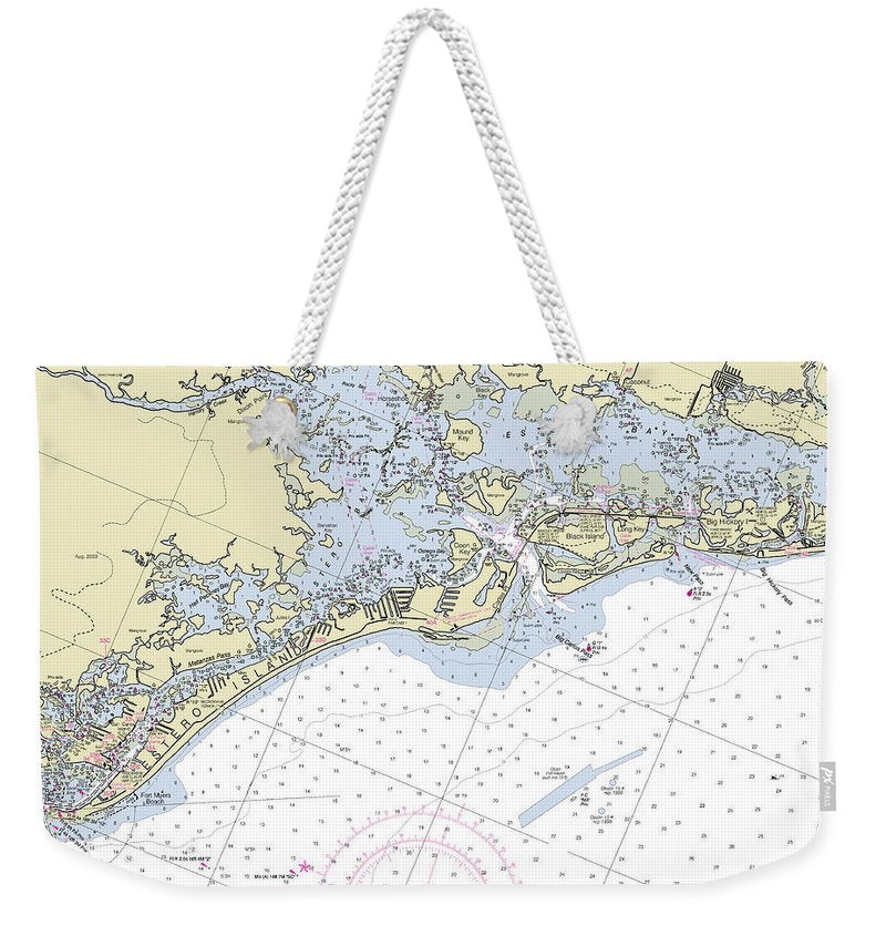 Estero Florida Nautical Chart - Weekender Tote Bag