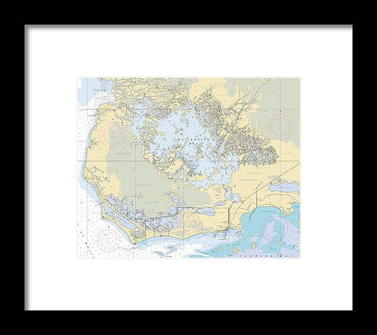 Everglades-flamingo -florida Nautical Chart _v6 - Framed Print