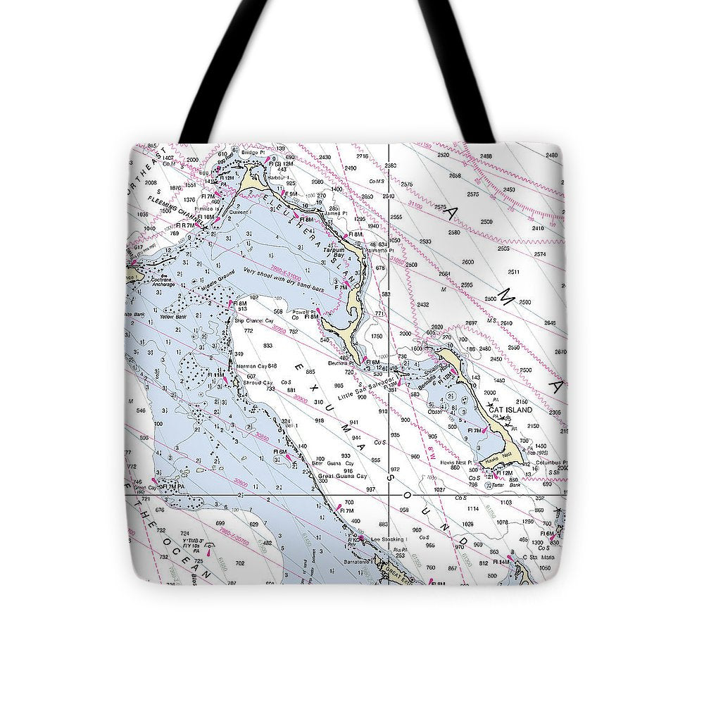 Exumas Bahamas Nautical Chart - Tote Bag