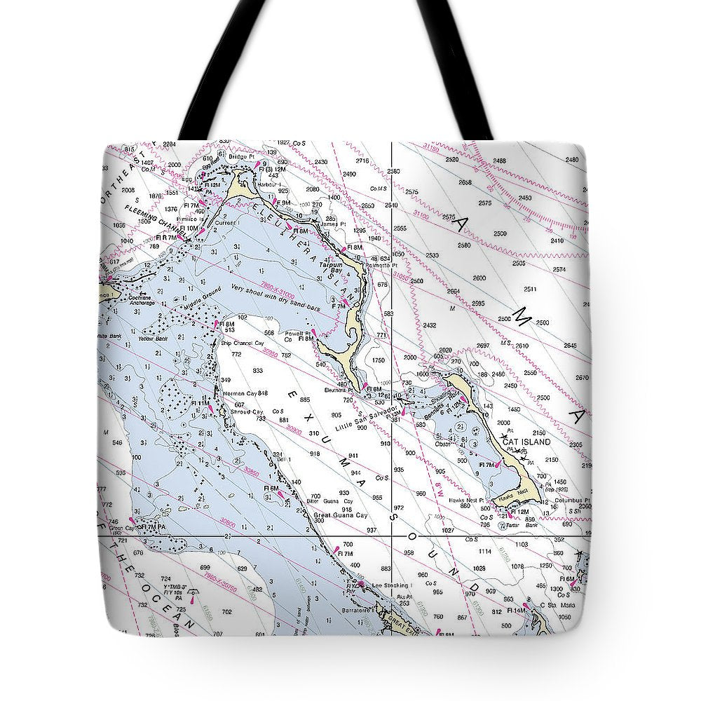 Exumas Bahamas Nautical Chart - Tote Bag