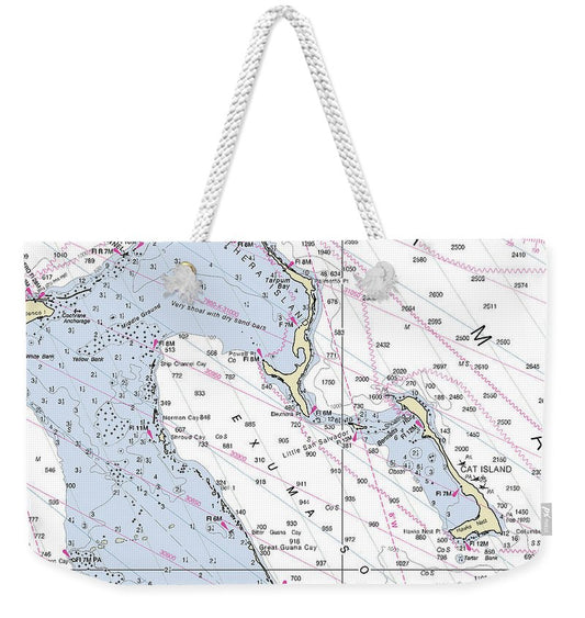 Exumas Bahamas Nautical Chart - Weekender Tote Bag