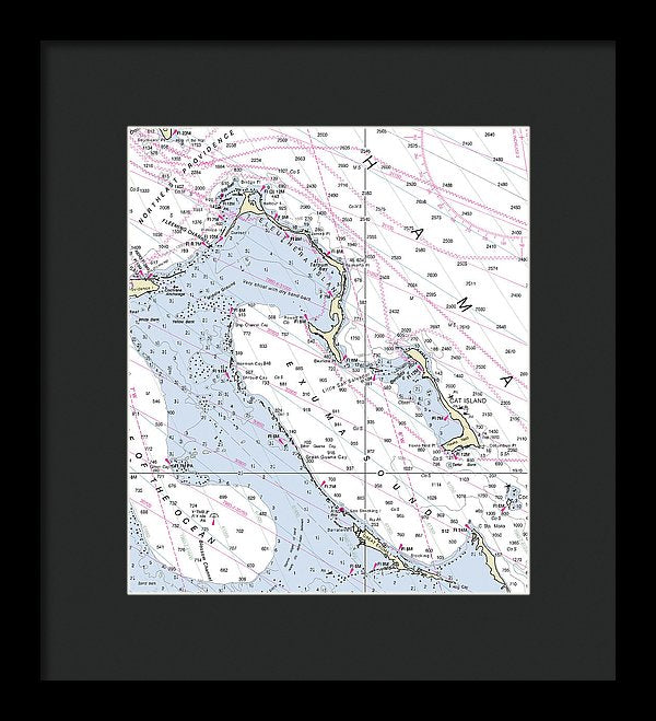 Exumas Bahamas Nautical Chart - Framed Print
