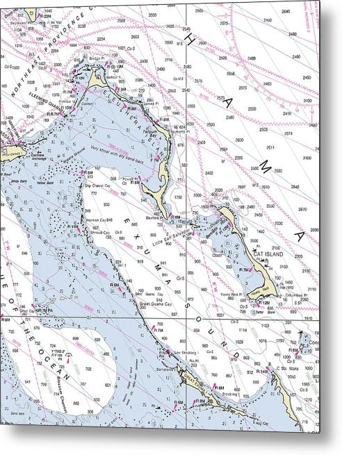 A beuatiful Metal Print of the Exumas Bahamas Nautical Chart - Metal Print by SeaKoast.  100% Guarenteed!