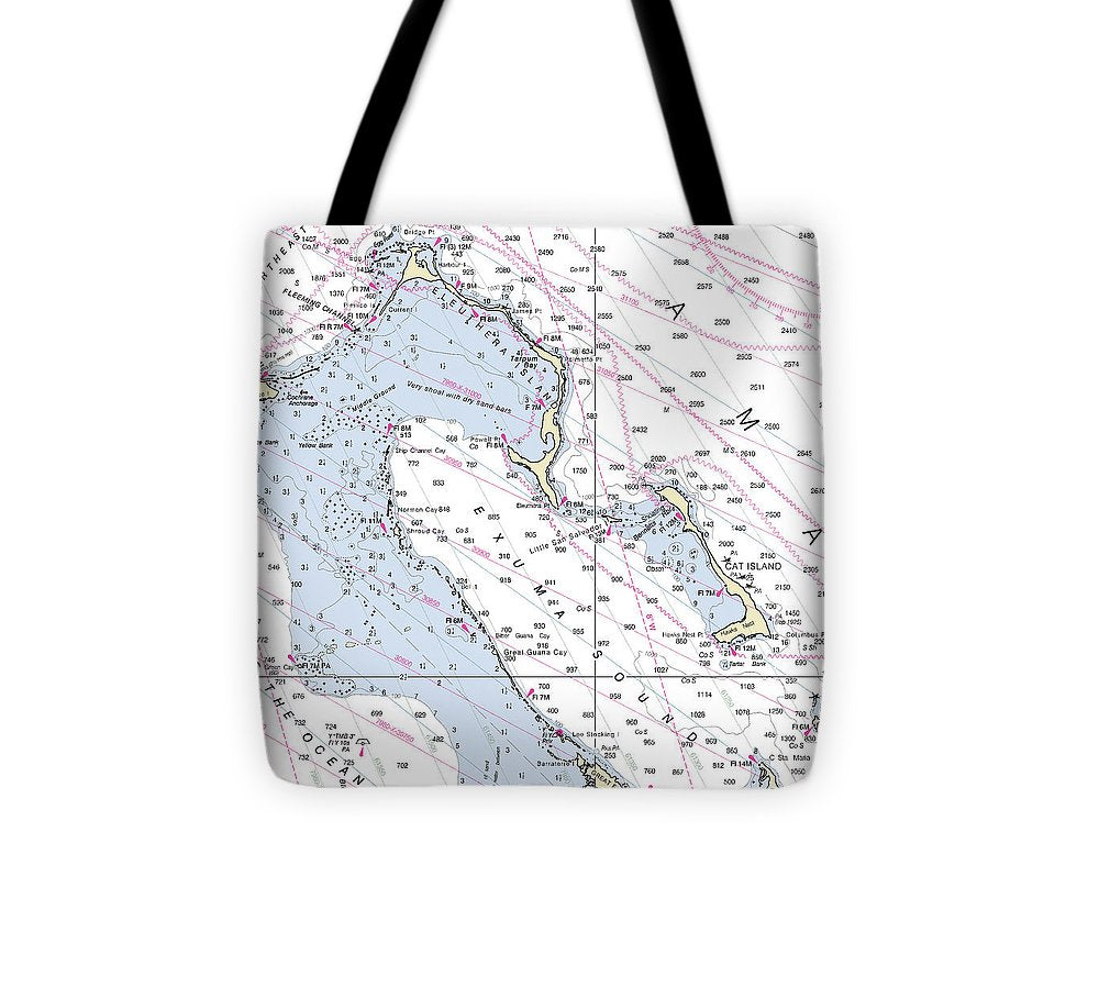 Exumas Bahamas Nautical Chart Tote Bag