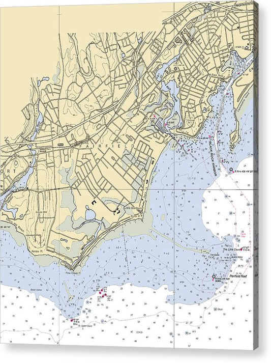 Fairfield-Connecticut Nautical Chart  Acrylic Print