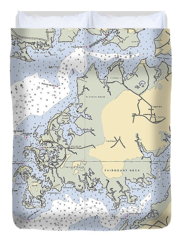 Fairmount Neck-maryland Nautical Chart - Duvet Cover