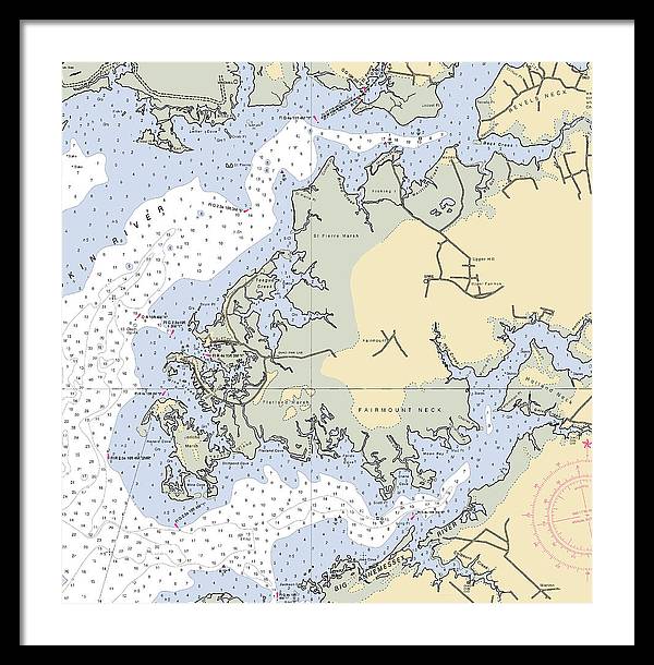 Fairmount Neck-maryland Nautical Chart - Framed Print