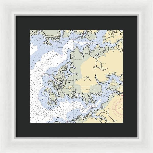 Fairmount Neck-maryland Nautical Chart - Framed Print