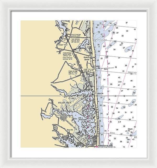 Fenwick Island-delaware Nautical Chart - Framed Print