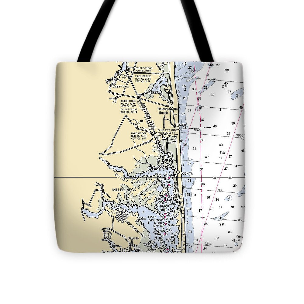 Fenwick Island-delaware Nautical Chart - Tote Bag