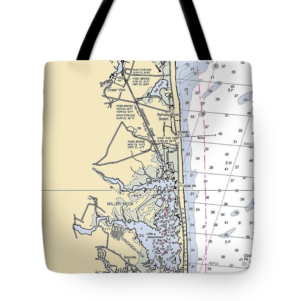 Fenwick Island-delaware Nautical Chart - Tote Bag