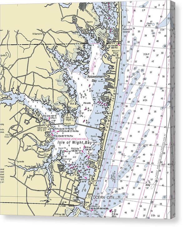 Fenwick Island Maryland Nautical Chart Canvas Print